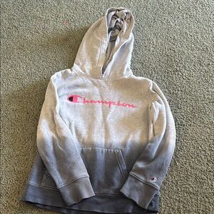Champion Heather Gray Hoodie with Pink Accents